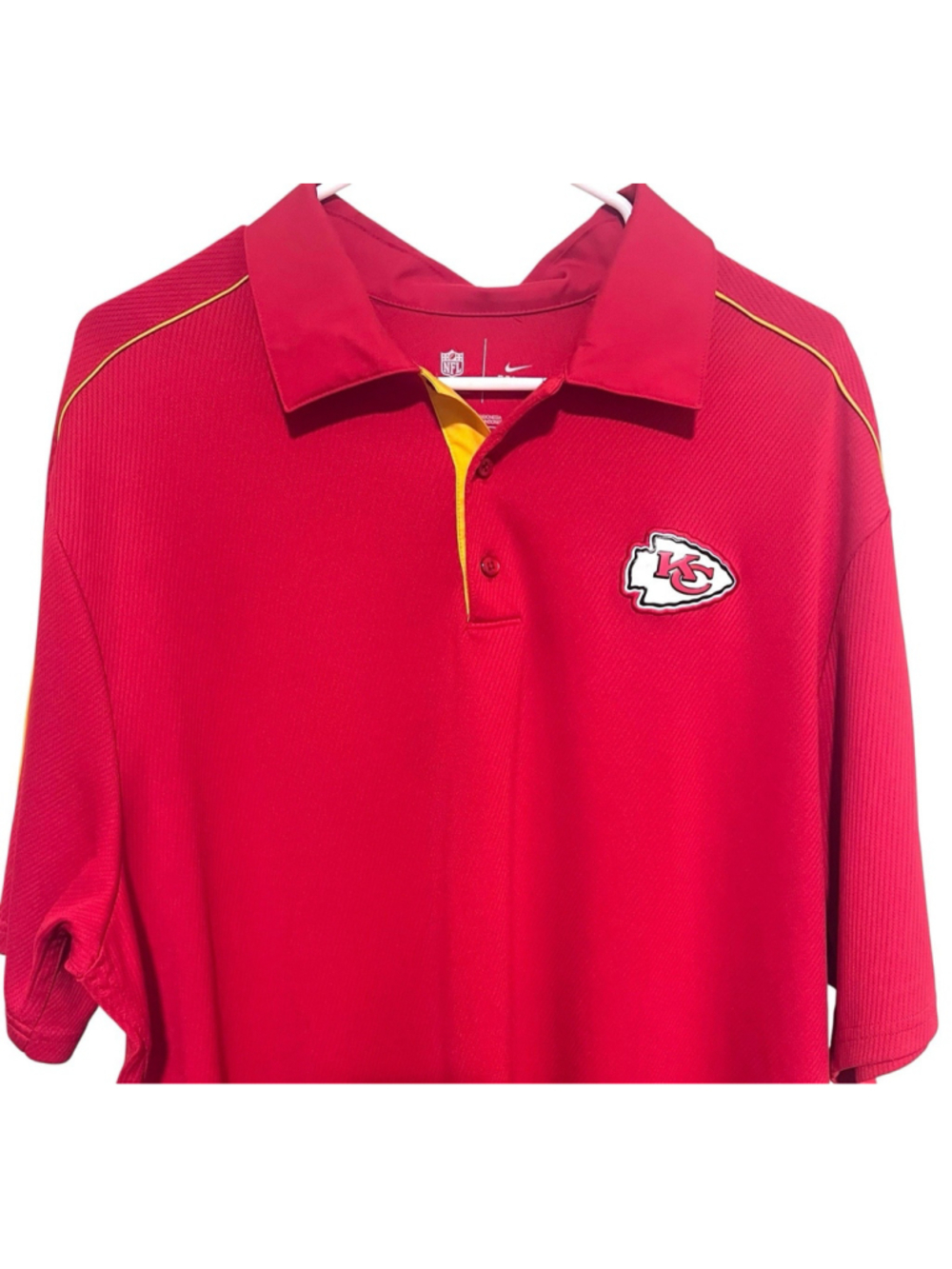 Nike NFL On Field Kansas City Chiefs Golf Polo Shirt Mens XL Red Dri-Fit Logo